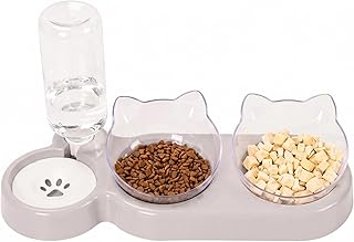 3-in-1 Katze Futternapf und Wassernapf Set, Katzennapf 3er Set, Doppel-Katzennäpfe mit Wasserspe…