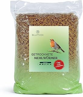 Blumixx Mehlwürmer getrocknet 1kg – natürliches Vogelfutter mit hohem Proteingehalt – ideal fü…