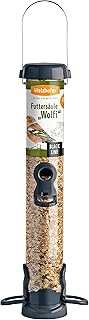 Vogel Futtersäule Black Line Wolfi – Vogelfutterspender & Futterstation für Wildvögel – 4 Sitz…