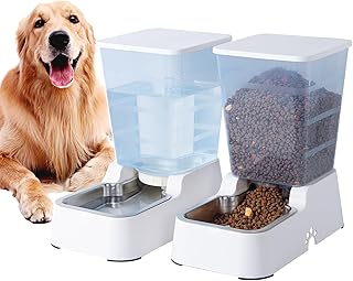 5L Automatischer Gravitation Futterspender und Wasserspender für Katzen Hunden Futterautomat Kat…