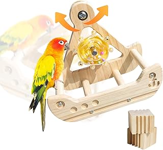 Vogelstange Spielzeug Interaktives Drehbares Spielzeug Papagei Sitzstangen | Vogelkäfig Zubehör…