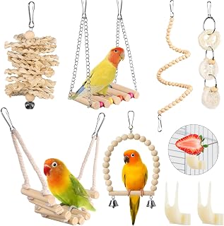 Vogel-Papageien-Spielzeug, zum Aufhängen Vogelkäfig-Zubehör Spielzeug,Papageienschaukel, Leite…