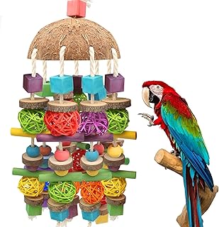 Großer Vogel Papagei Kauspielzeug, Sittichkäfig Biss Spielzeug Natur Durable Kauen Mehrfarbige …