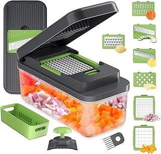 Ibergrif M524-7 Gemüseschneider, Mandoline 7 in 1 Multifunktion | Mit Auffangbehälter, BPA-frei…