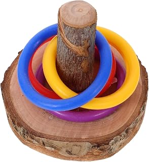 CLISPEED Vogel trainingsspielzeug aus Holz mit Bunten Wurfringen Interaktives Intelligenzspielzeu…