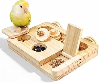 6 in 1 Vogel Futtersuchpuzzle Holz, Interaktives Sittiche Futterspielzeug Vogel Spielzeug mit Ler…