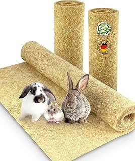 Nagerteppich aus 100% Hanf, 100 x 50cm, 5mm dick, Hanfteppich für alle Arten Kleintiere, Hanfmat…
