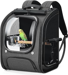 pecute Rucksack für Vögel mit Holzstab, Atmungsaktiv Träger Vogel Transporttasche, Robuste Pap…