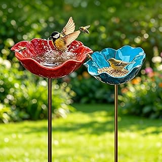 Vogeltränke Metall Futterstation Vögel Gartenstecker,Vogeltränke Winterfest für Den Garten,Bi…