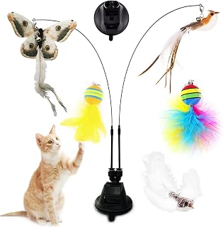 Interaktives Katzenspielzeug Intelligenz Katzen Spielzeug Katzenangel Stabil mit Federn Simucatst…