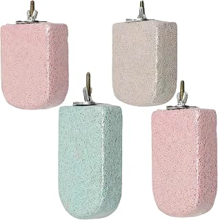 4 Stück Vogel Sitzstange aus Mineralstein EIS-am-Stiel Design | Natürliche Knabberstange mit Ru…