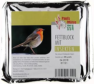 Paul´s Mühle – 12 x 300 g Fettblock mit Insekten für Vögel & Wildvögel | Energiereiches Voge…