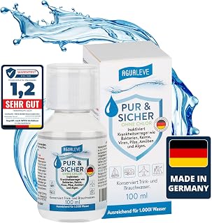 AGUALEVE PUR & SICHER **ohne** Chlor Wasseraufbereiter Trinkwasser – Inaktiviert Keime, Bakteri…