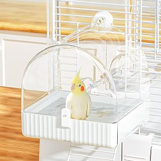 BUCATSTATE Hängende Badehaus für Vogelkäfig, 3 in 1 Vogelbadewanne, Schüssel, Haus Vogelträn…