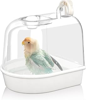 Vogeltränke für Käfig, hängende Papageien-Badebox, 3 in 1 kleine bis mittelgroße Vogelbadewa…