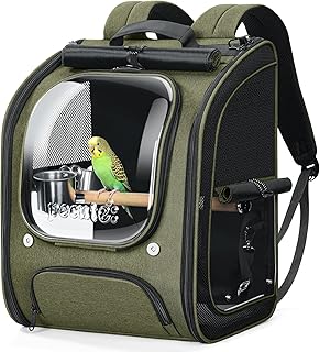 pecute Rucksack für Vögel mit Holzstab, Atmungsaktiv Träger Vogel Transporttasche, Robuste Pap…