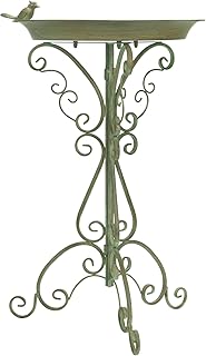 Moritz Vogeltränke grün stehend 73 cm – Vogelbad Metall Garten Wasserschale | Grünton, flach…
