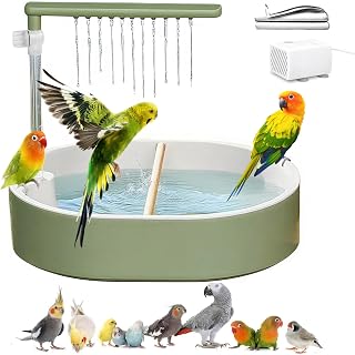 Parrot Vogelbadewanne mit automatischer Dusche, große Vogel-Duschfontäne für den Innenbereich …