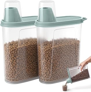 2er Set Hundefutter Aufbewahrung Luftdichter Tierfutterbehälter mit Messbecher Ausgießer Futter…