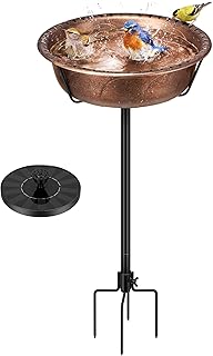 VIVOHOME 35 In Vogeltränke aus Polyresin mit Solarbrunnen, Antike Bronze | Freistehendes Vogelba…