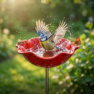 Futterstation Vögel,Vogeltränke Metall,Insektentränke Blumes Für Den Garten,Vogeltränke Wint…