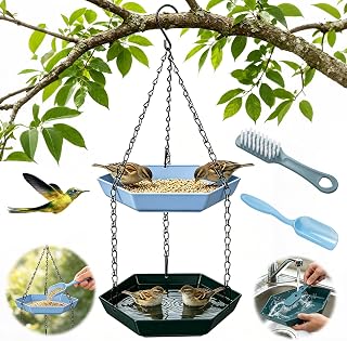 Vogeltränke Hängend, Vogelfutterspender Zweistufige Ausführung, Hängendes Vogelbad aus Kunsts…