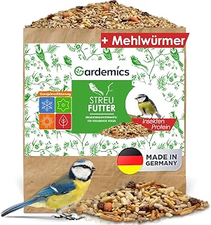 Gardemics Wildvogelfutter 10 kg mit Mehlwürmern, proteinreiches Ganzjahresfutter