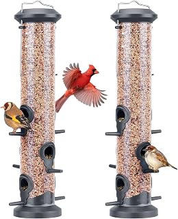 Kingsyard 2X Vogelfutterspender 38cm – mit 6 Anflugstangen, Vogel Futterstation, Wildvogelfutters…