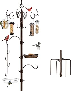Deluxe Vogelfutterstation Kit Multi Feeder mit Metall Talg Feeder Vogeltränke Mesh Tablett zum A…