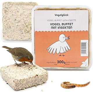 Vogelglück Fettfutter Buffet Insekten 6 Stück, Fettblöcke für Wildvögel mit Mehlwürmern, pr…