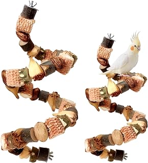 Wellensittich Zubehör und Spielzeug, Zwei natürliche Sitzstangen für Vogelkäfig, Flexible Kle…