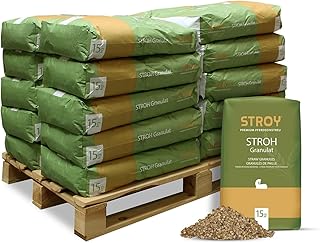 STROY Strohgranulat Einstreu 300 kg (20 x 15 kg) 1 Palette | Organisches, rein natürliches Weize…