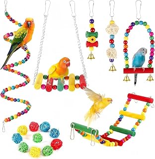 16 Stück Papageienspielzeug Wellensittich Spielzeug Vogelspielzeug für Sittiche Nymphensittich …