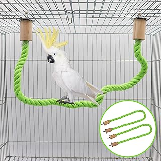 2er Pack Vogel Hanfseil Sitzschaukel, Vogelkäfig Ständer Zubehör, Pfotenschleif Steh- und Klet…