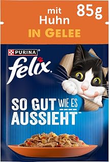 FELIX So gut wie es aussieht in Gelee, mit Huhn und Tomate, 26 x 85g | praktische Portionsbeutel,…