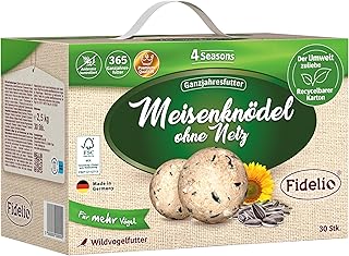 Fidelio Meisenknödel ohne Netz, ganzjähriges Wildvogelfutter proteinreich/energiereich, hochwer…