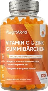 WeightWorld Vitamin C Zink Gummibärchen – 200 mg Vit C mit 6 mg Zink | 2 Monate Vorrat, Täglich…