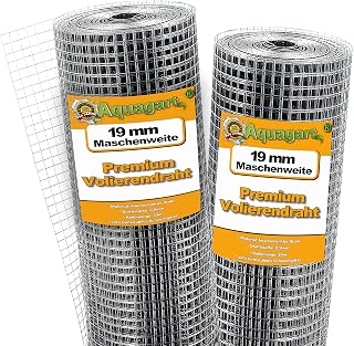 Aquagart® Volierendraht Hasendraht 80m x 1m, Drahtgitter Maschenweite 19mm, verzinkter Maschendr…