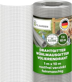 TTL GARDEN Drahtgitter 1m x 10m – 6,3mm Maschenweite 0,55 mm Draht Stärke | – feinmaschig rostfr…