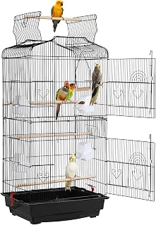 Yaheetech Vogelkäfig Vogelbauer Vogelvoliere, 46 x 36 x 92 cm, Schwarz