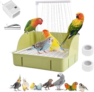Parrot Vogelbadewanne mit automatischer Dusche,große Vogel-Duschfontäne für den Innenbereich m…