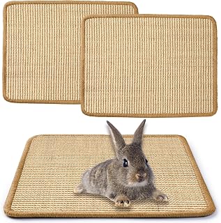 JanYoo 2 Stück Kratzmatte für Kaninchen 40x30cm, wiederverwendbar, Käfigeinlagen Meerschweinch…