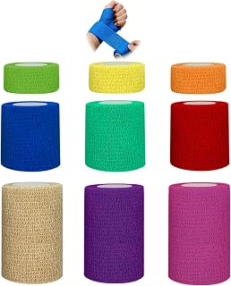 BIRDDIE Selbstklebender Verband 9 Rollen 2,5cm/5cm/7,5cm Bunt Mullbinden