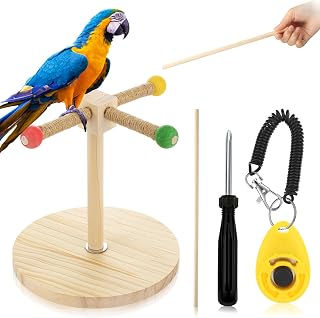 3-teiliges Vogel-Trainingsständer-Set, Papageien-Trainings-Clicker, tragbare Tisch-Vogelstange u…