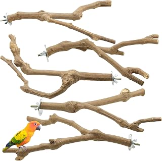 5 Stück Sitzstangen Vögel, Naturholz Sitzstangen Natürlicher Traubenstab Sitzstangen für Vög…