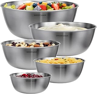 Greentainer Schüsselset 5-teilig,Edelstahl Salatschüssel für die Küche 0,8l – 5,2l,Rührschü…