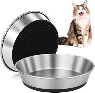 2Stück Edelstahl Katzennäpfe, Metall Katzen rutschfeste Näpfe