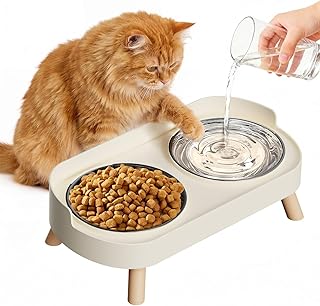 Katzennapf Erhöht – 2 Edelstahl Katzennäpfe mit Spritzschutz, Erhöhter Futternapf Katze, gee…