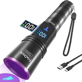 365nm UV Taschenlampe Aufladbar, 4-Kern UV Lampe mit LCD-Display