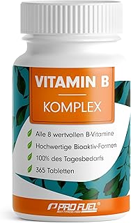 Vitamin B Komplex 365 Tabletten – B Komplex mit B12 – alle 8 B-Vitamine (B1, B2, B3, B5, B6, B7, …